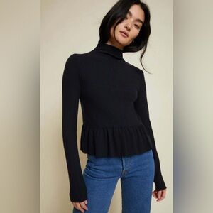 Nation LTD Raya Black Peplum Turtleneck